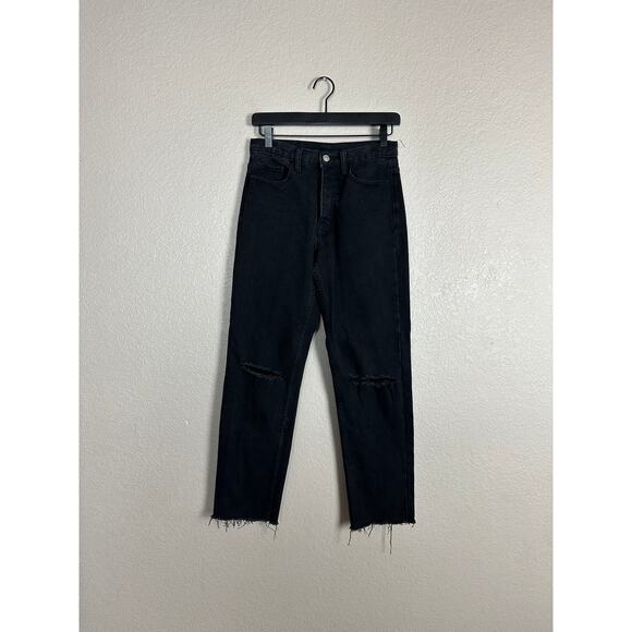 Princess Polly High Rise Distressed Button Fly Straight Jean Size 4 - Picture 1 of 9